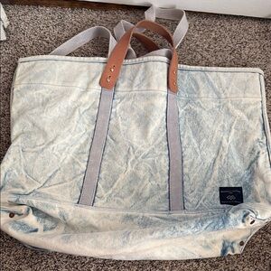 Immodest Cotton: Canvas Tote Bag with Leather Handles